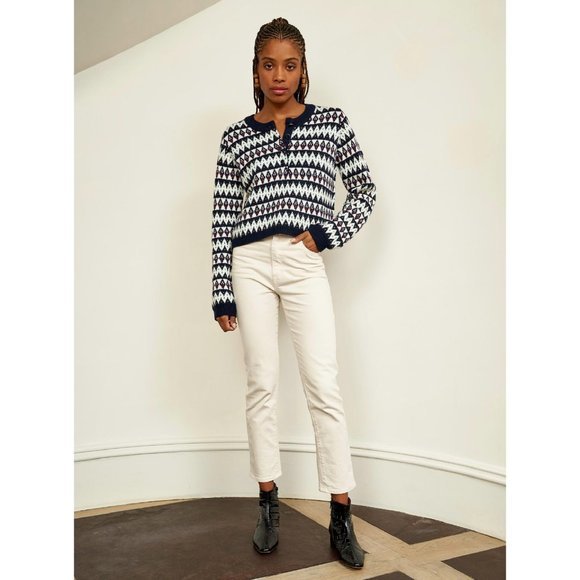 La Ligne Recurate Courchevel Henley Fair Isle Sweater Size XL - Picture 4 of 11